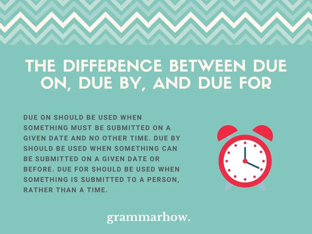 What Is The Difference Between Due On, Due By, And Due For?