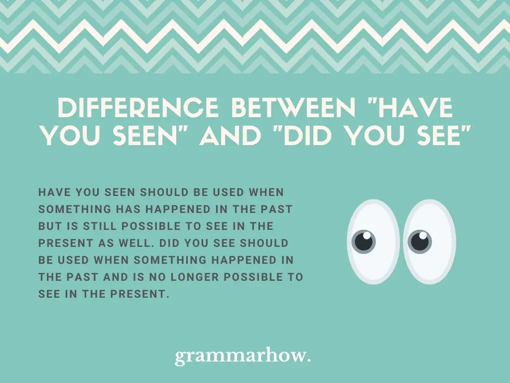 What Is The Difference Between "Have You Seen" And "Did You See"?