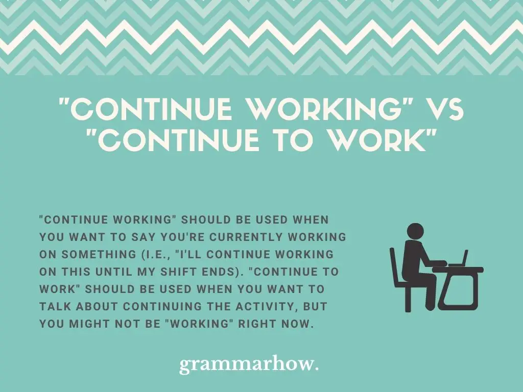 What Is The Difference Between "Continue Working" And "Continue To Work"?