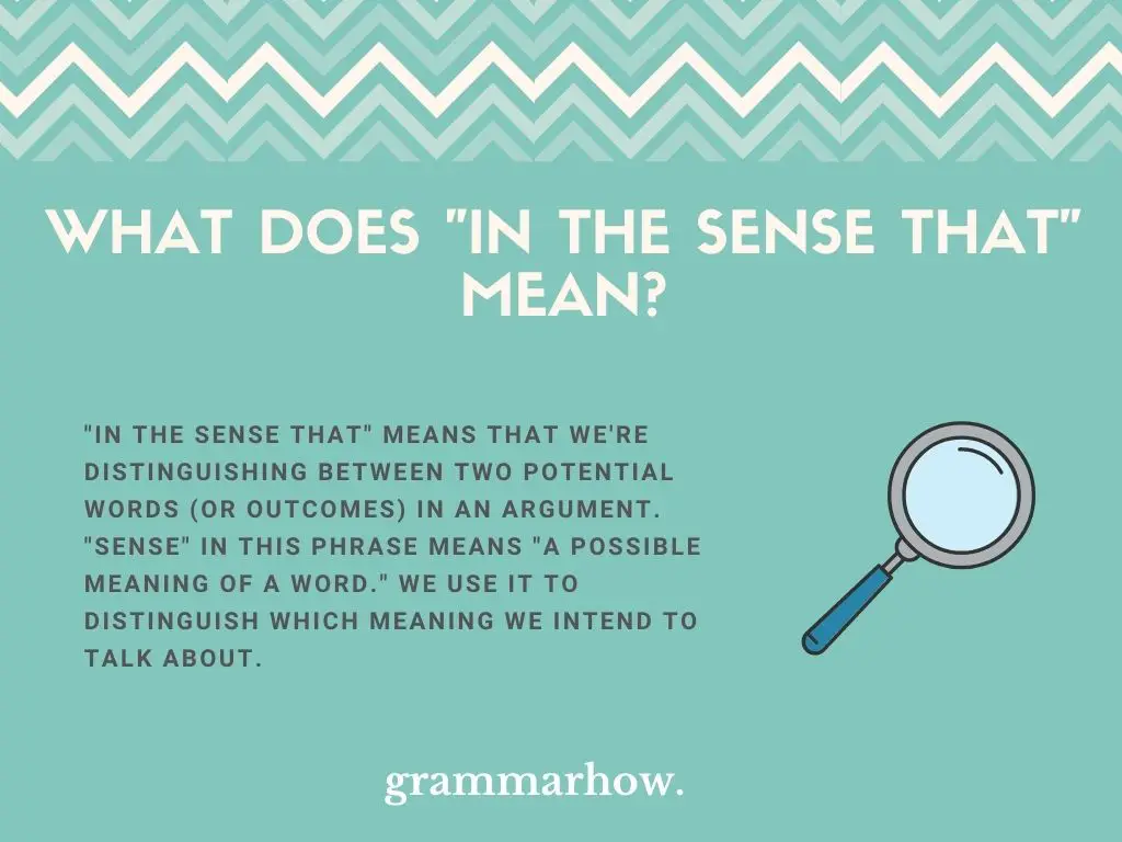 What Does "In The Sense That" Mean?