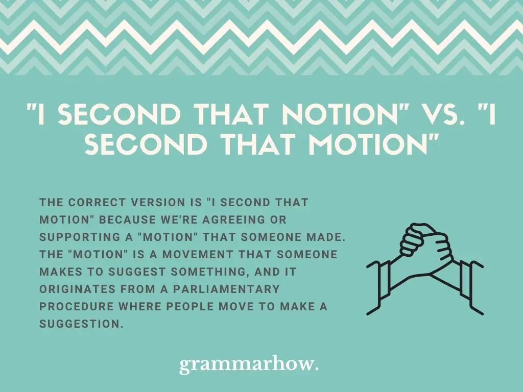 Which Is Correct: "I Second That Notion" Or "I Second That Motion"?