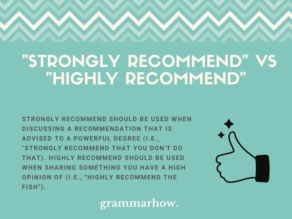 What Is The Difference Between "Strongly Recommend" And "Highly Recommend"?