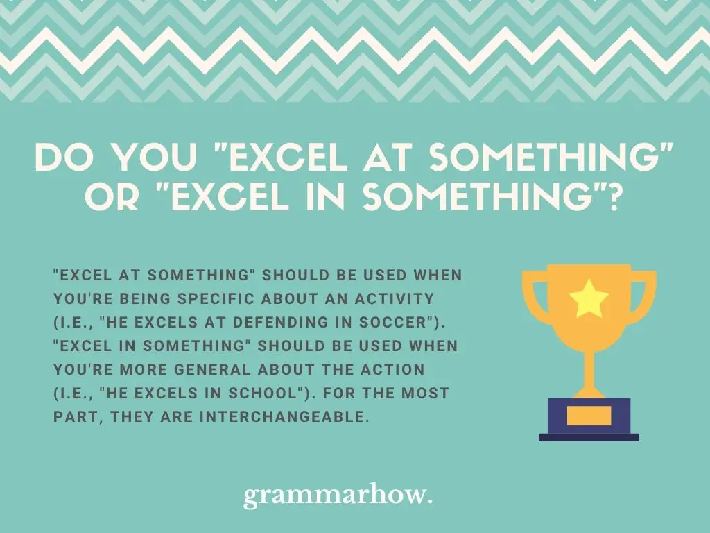 Do You "Excel At Something" Or "Excel In Something"?
