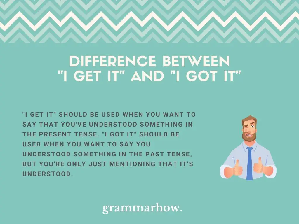 What Is The Difference Between "I Get It" And "I Got It"?