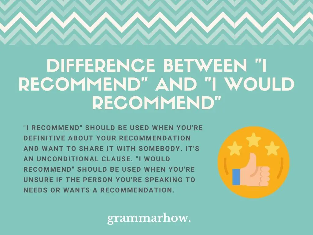 What Is The Difference Between "I Recommend" And "I Would Recommend"?
