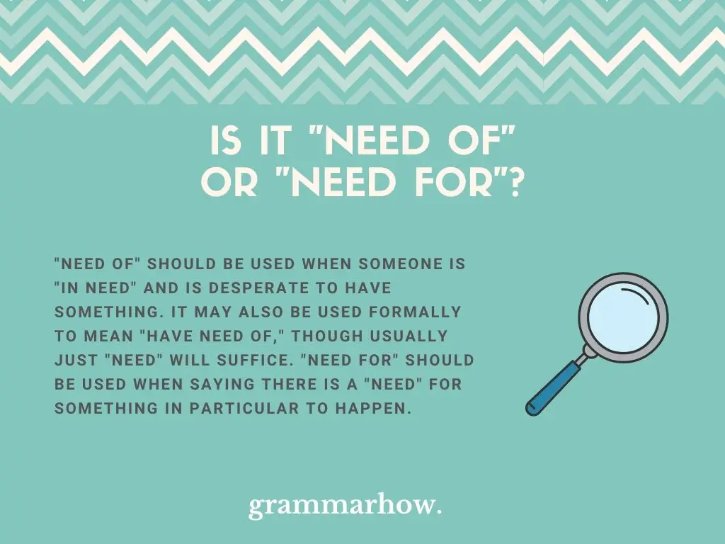 Is It "Need Of" Or "Need For"?
