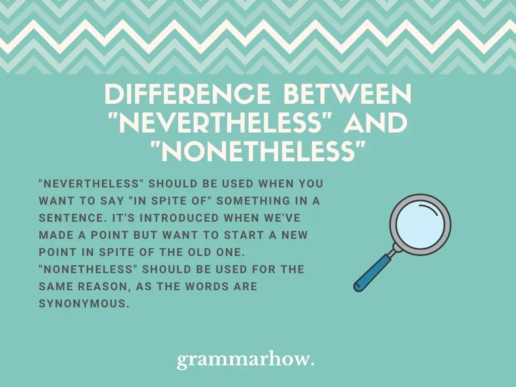 What Is The Difference Between "Nevertheless" And "Nonetheless"?