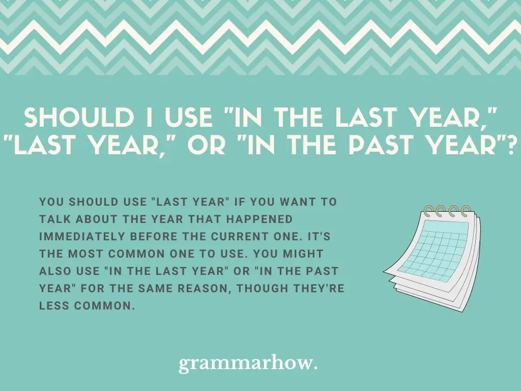 Should I Use "In The Last Year," "Last Year," Or "In The Past Year"?