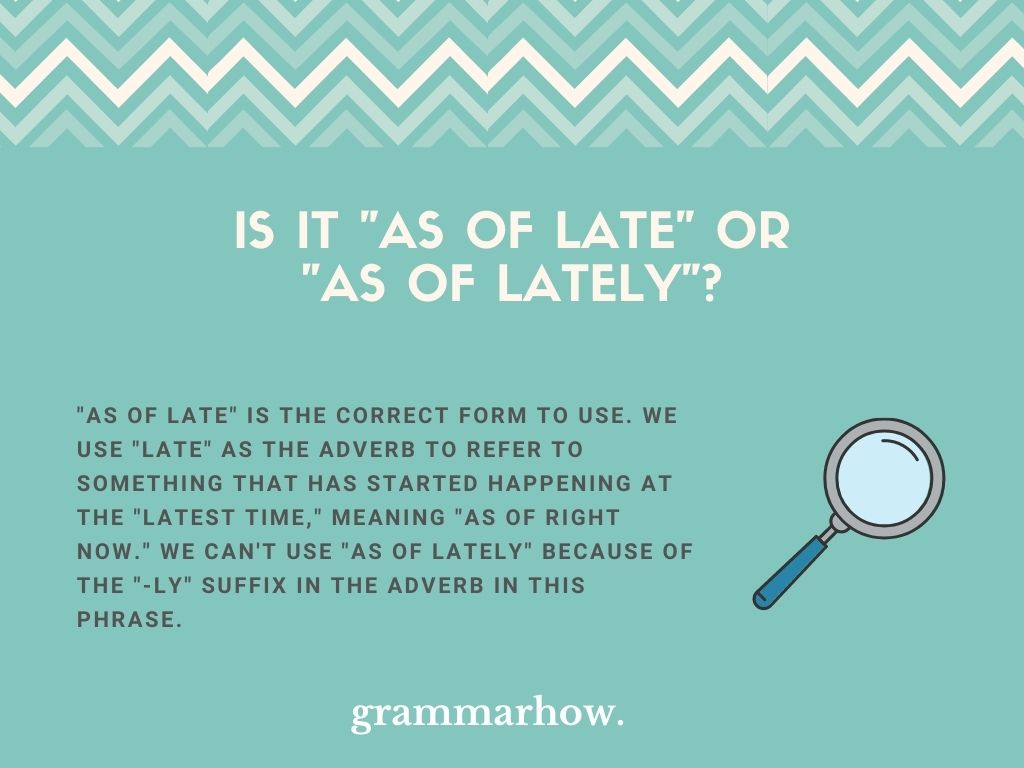 Is It "As Of Late" Or "As Of Lately"?