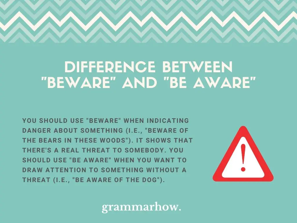 What Is The Difference Between "Beware" And "Be Aware"?