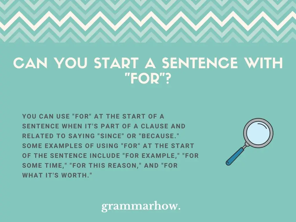 Can You Start A Sentence With "For"?