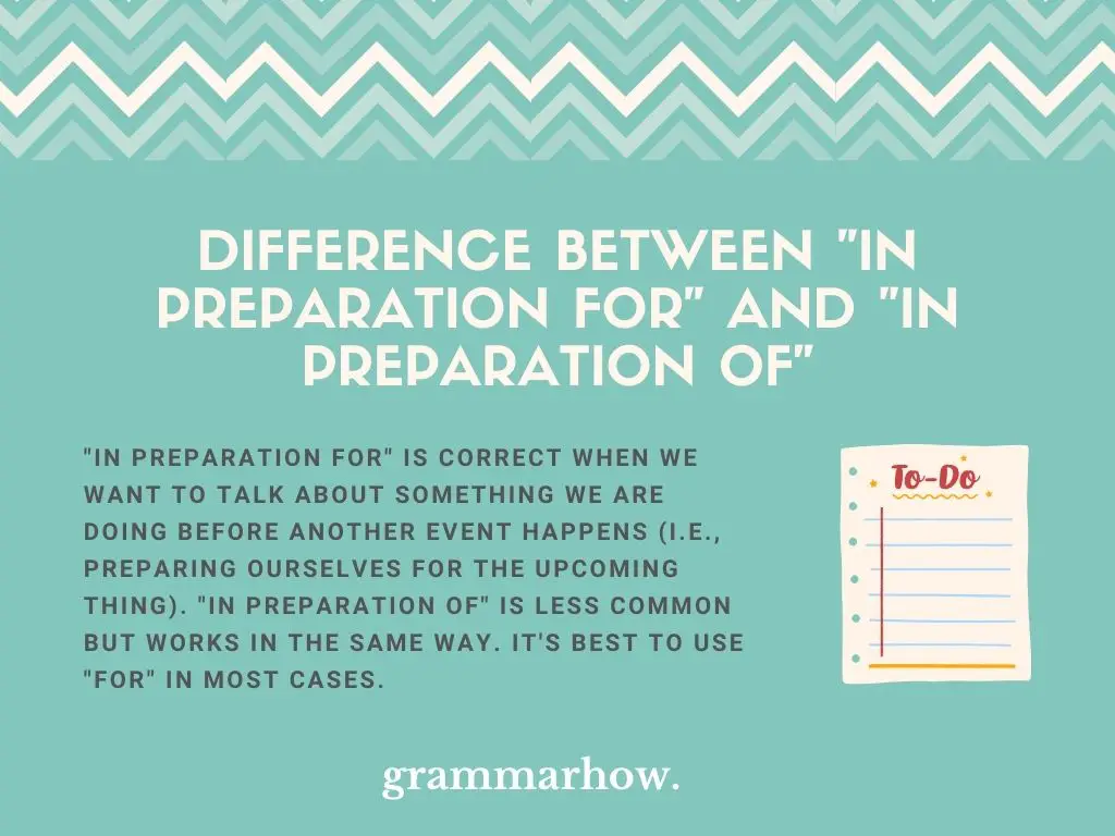 What Is The Difference Between "In Preparation For" And "In Preparation Of"?