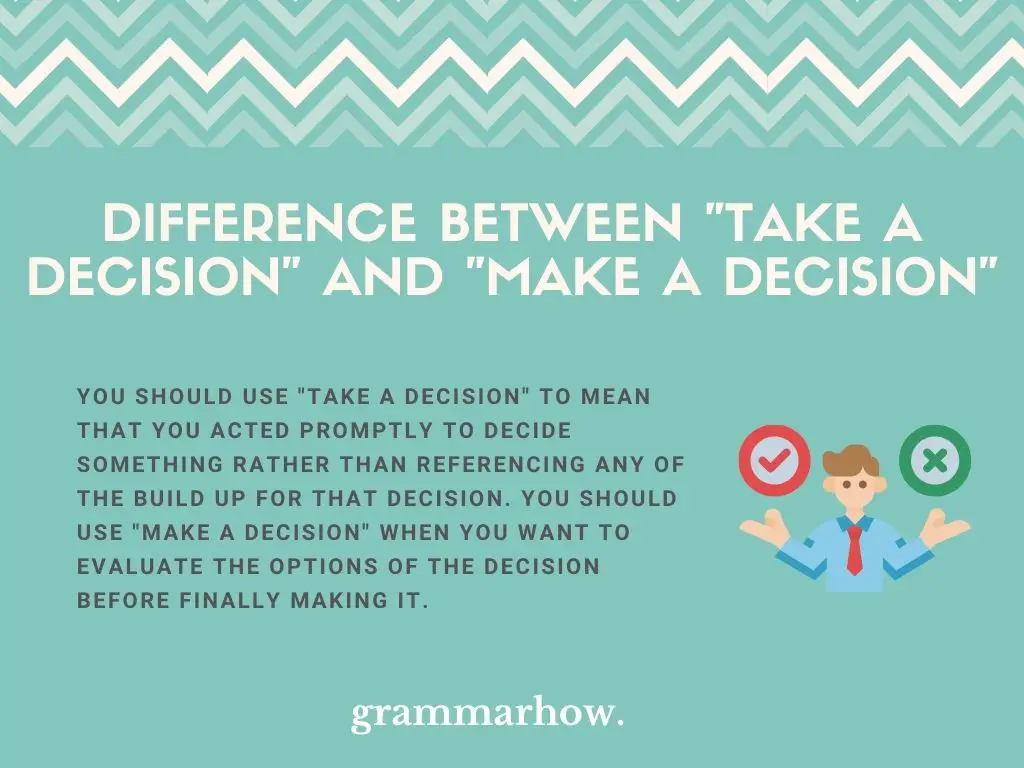 What Is The Difference Between "Take A Decision" And "Make A Decision”?