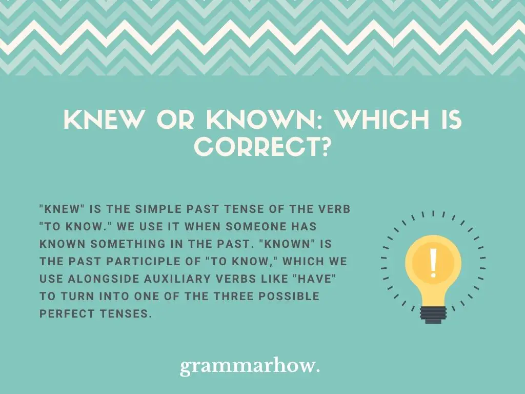 Knew or Known: Which Is Correct?