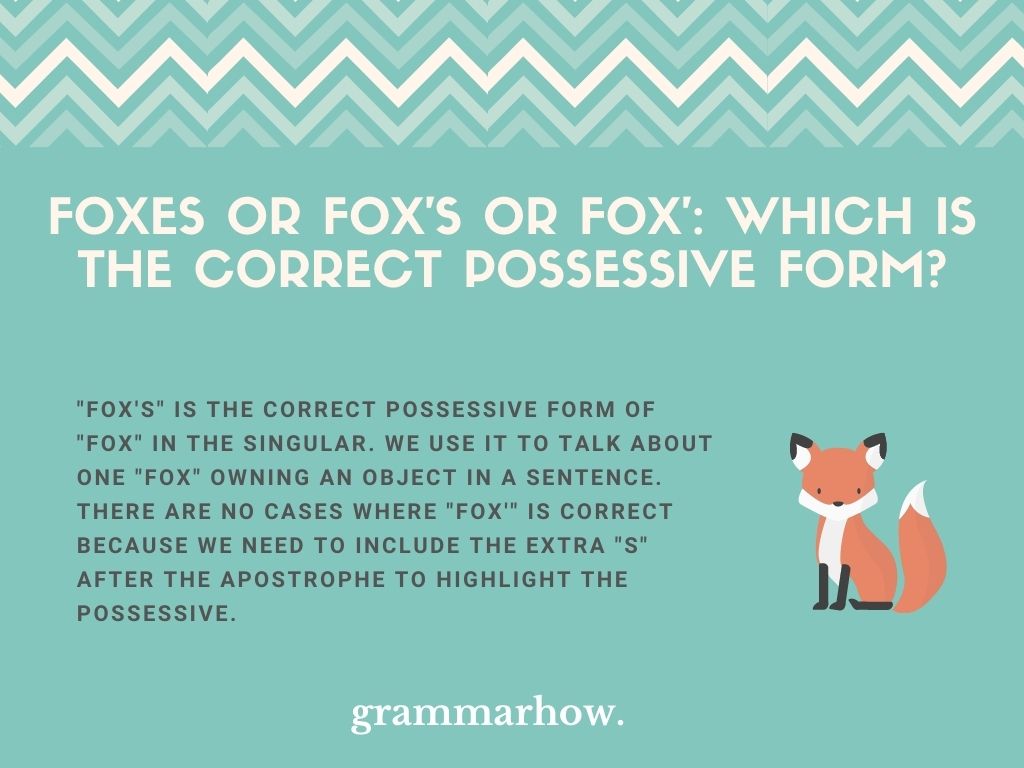 Foxes or Fox's or Fox': Which Is The Correct Possessive Form?