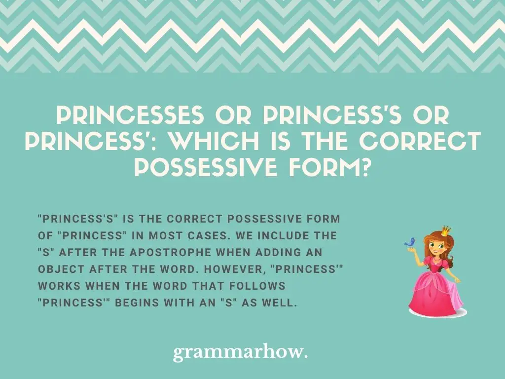 Princesses or Princess's or Princess': Which Is The Correct Possessive Form?