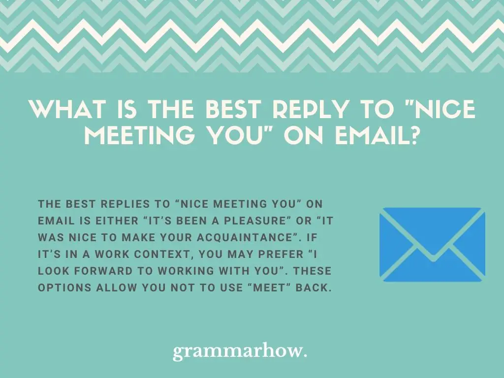 What Is The Best Reply To "Nice Meeting You" On Email?