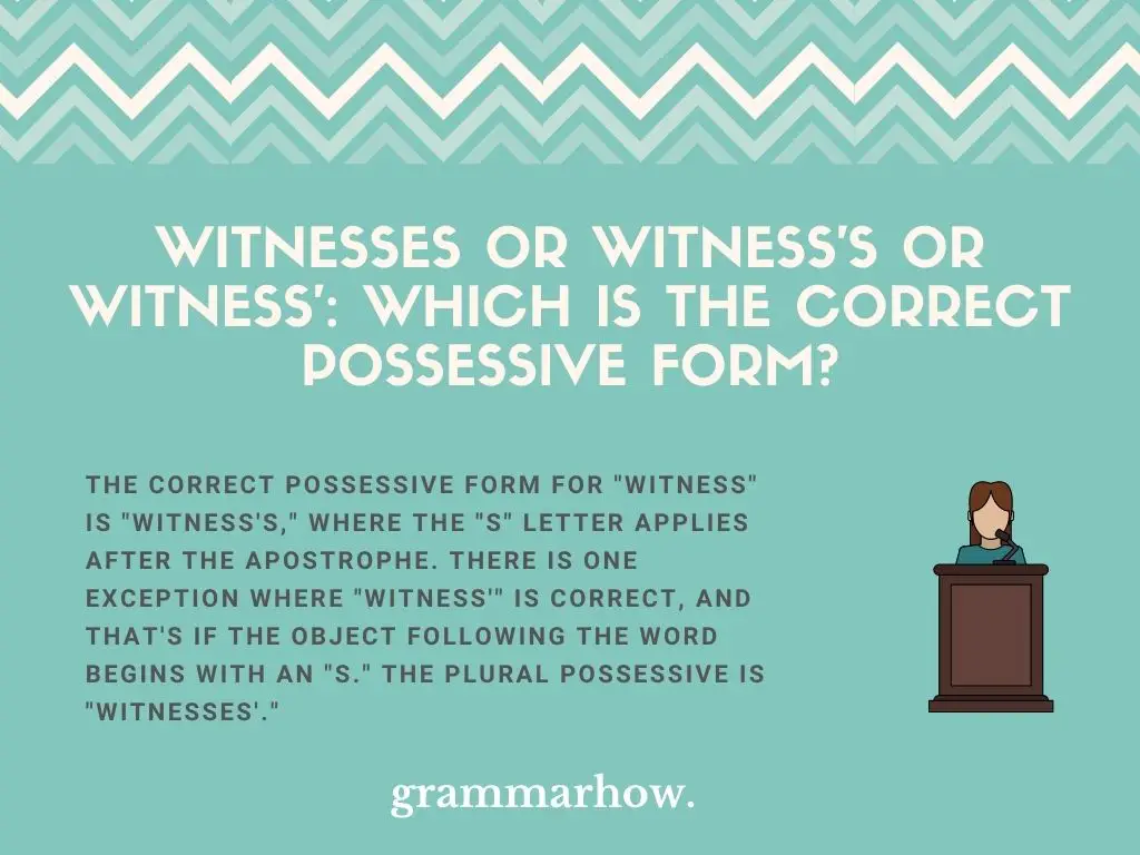 Witnesses or Witness's or Witness': Which Is The Correct Possessive Form?