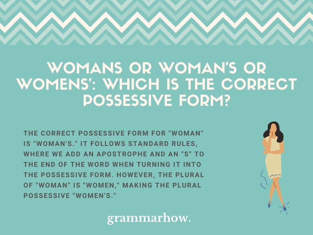 Understanding the Correct Use of Woman, Women, and Possessives