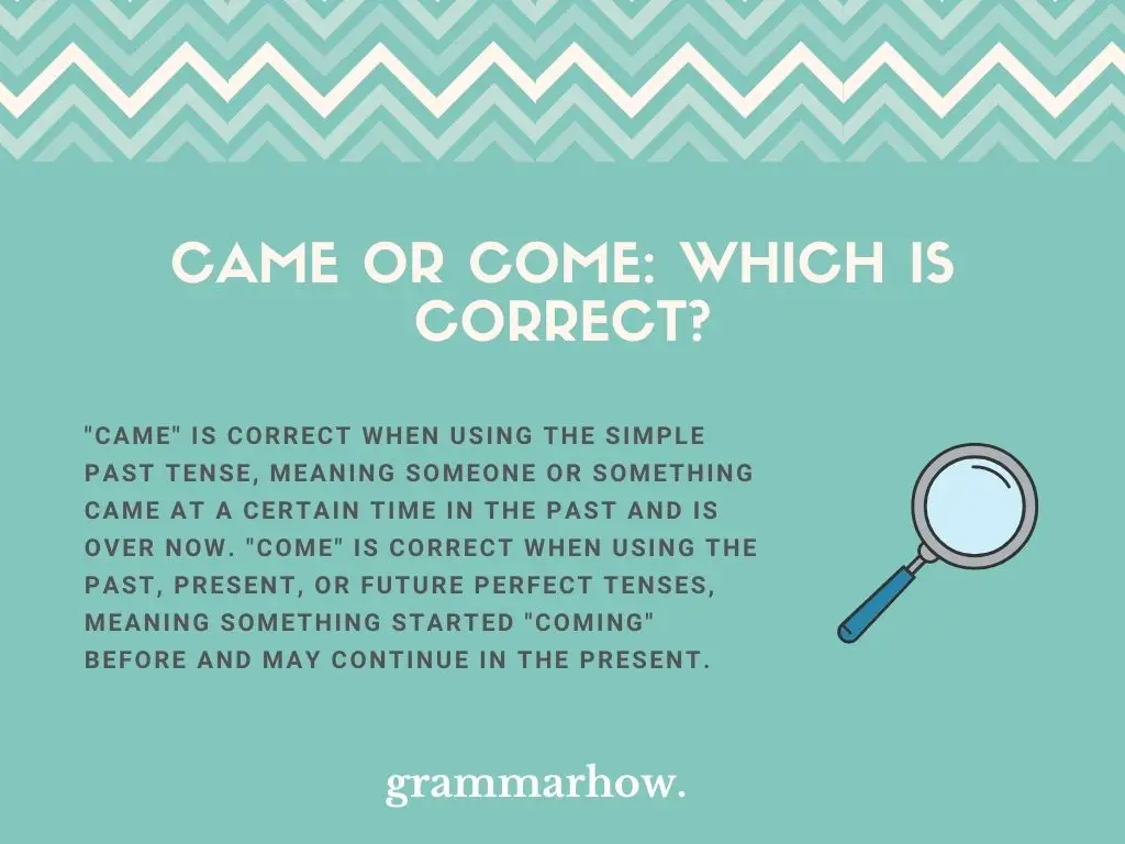 Came or come - which is correct?