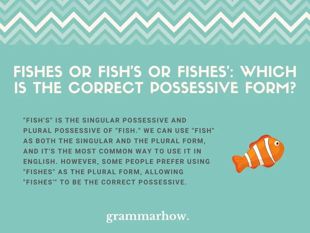 Fishes or Fish's or Fishes': Which Is The Correct Possessive Form?