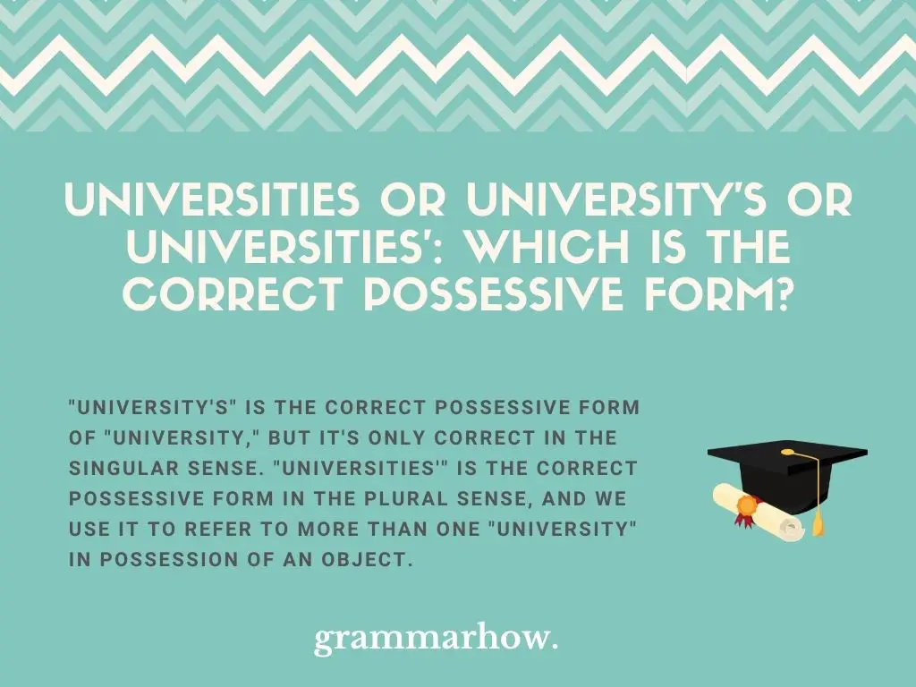 Universities or University's or Universities': Which Is The Correct Possessive Form?