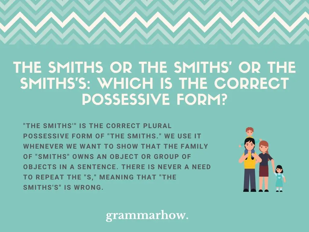 The Smiths Or The Smiths' Or The Smiths's: Which Is The Correct Possessive Form?