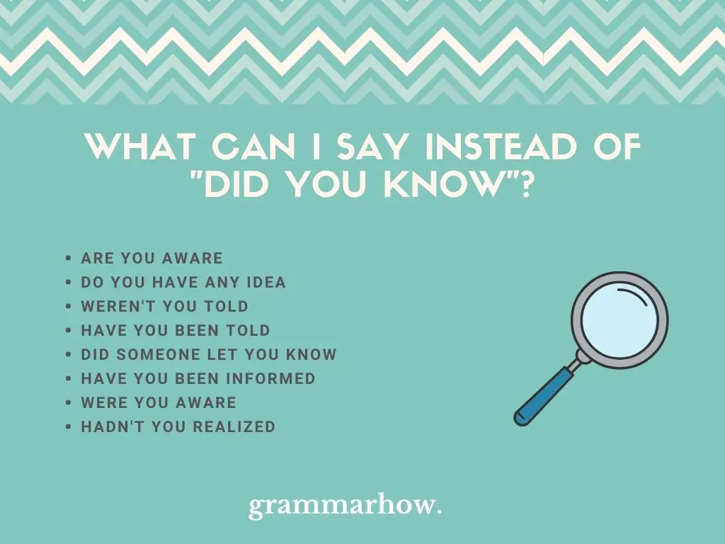 better ways to say did you know