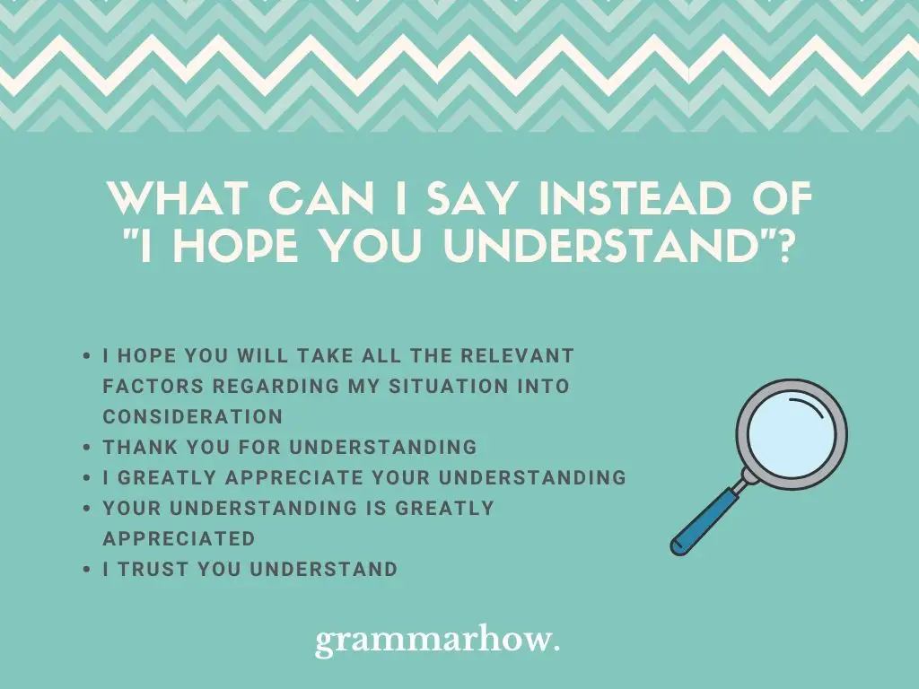 better ways to say i hope you understand