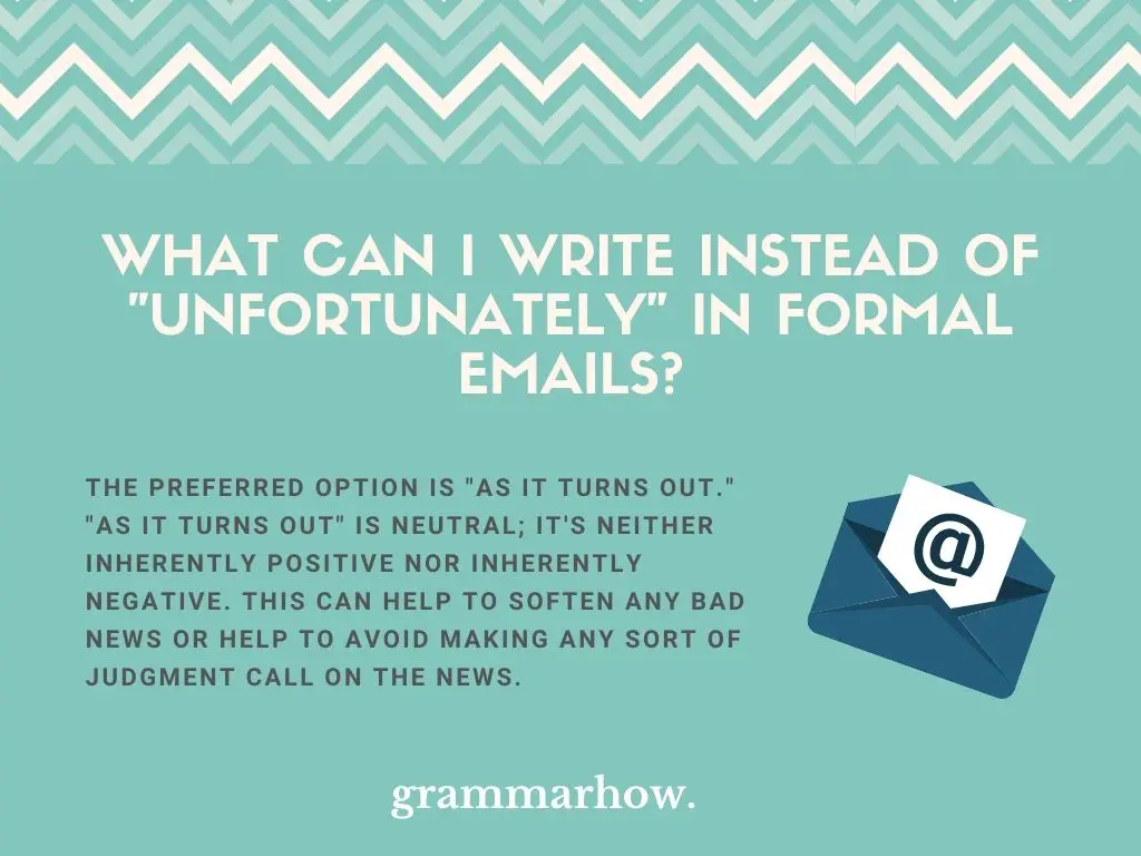 Better Words For Unfortunately In Formal Emails