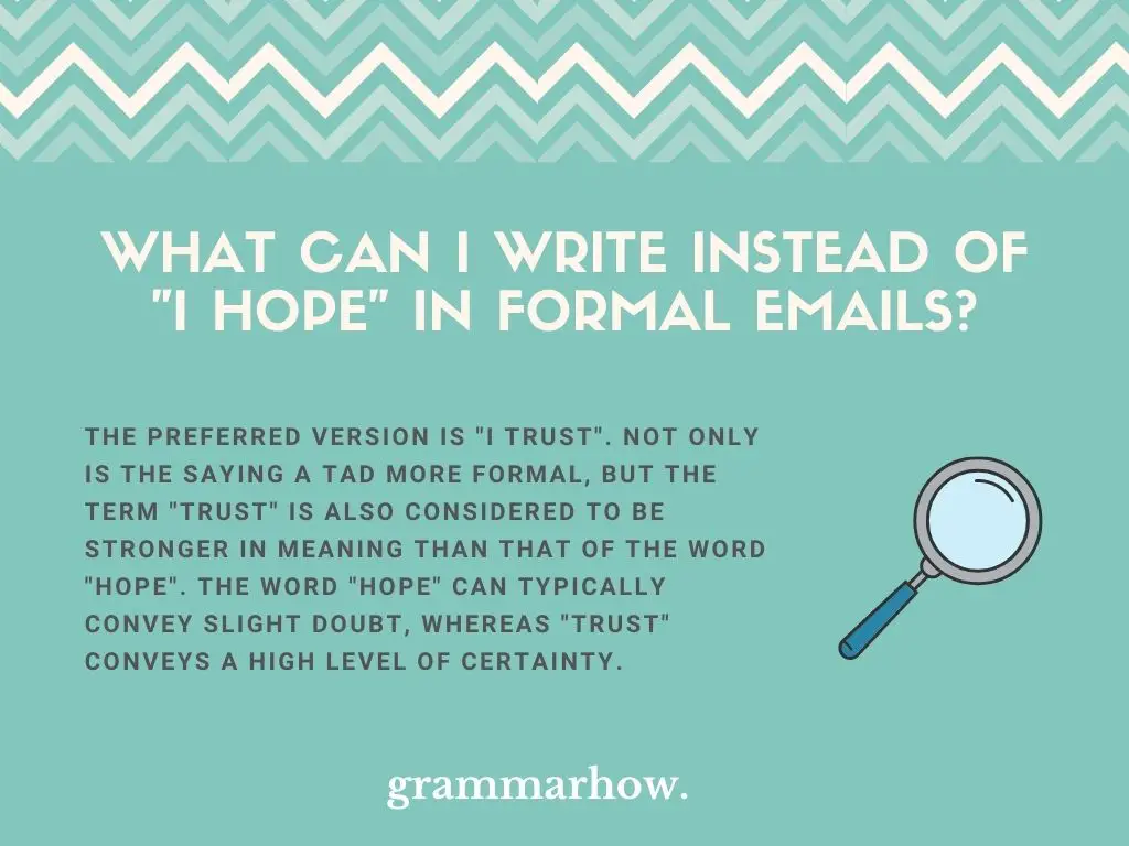 Other Ways To Say I Hope In Formal Emails