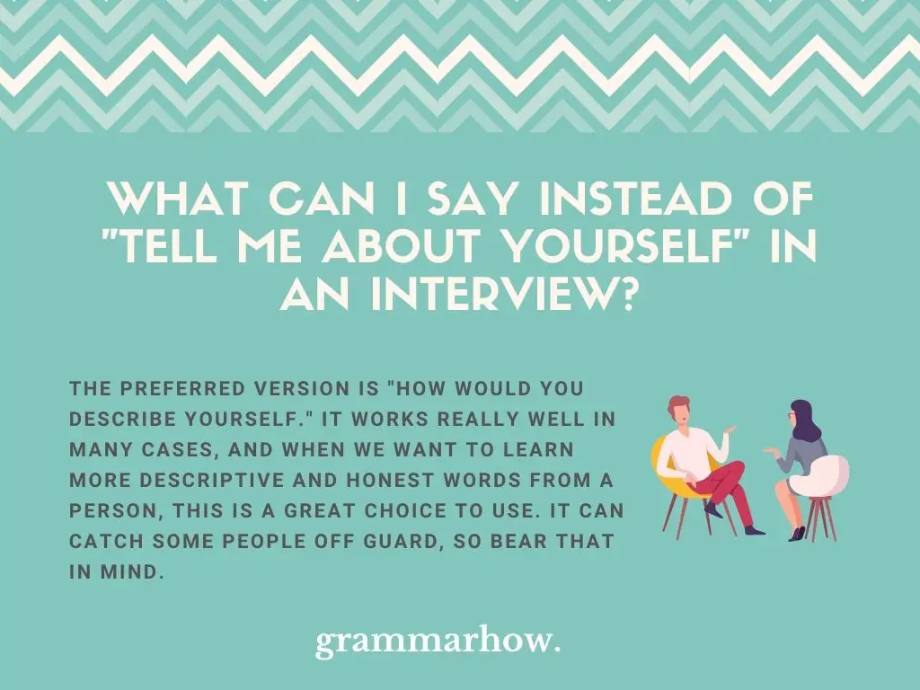 Other Ways To Say Tell Me About Yourself In An Interview