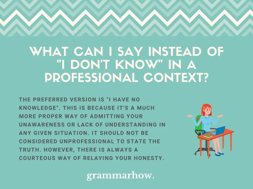 Professional Ways To Say I Don't Know