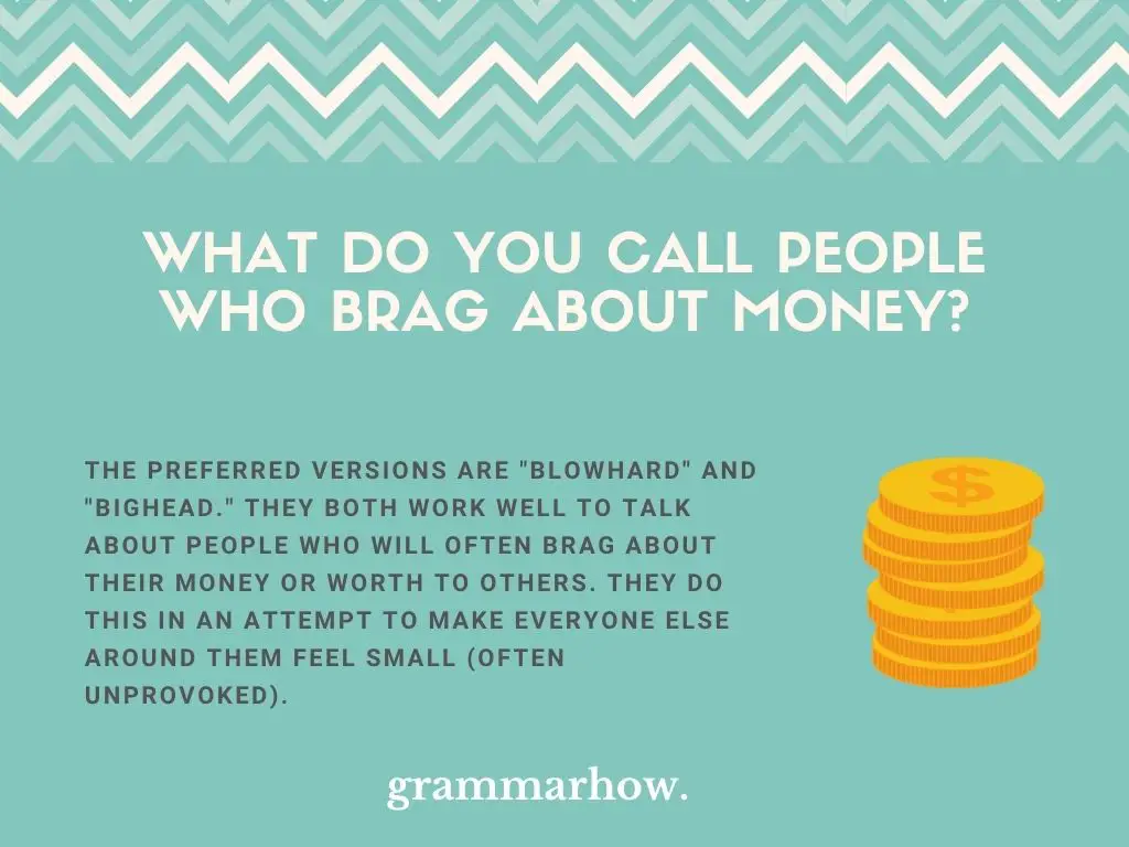 Things To Call Someone Who Brags About Money