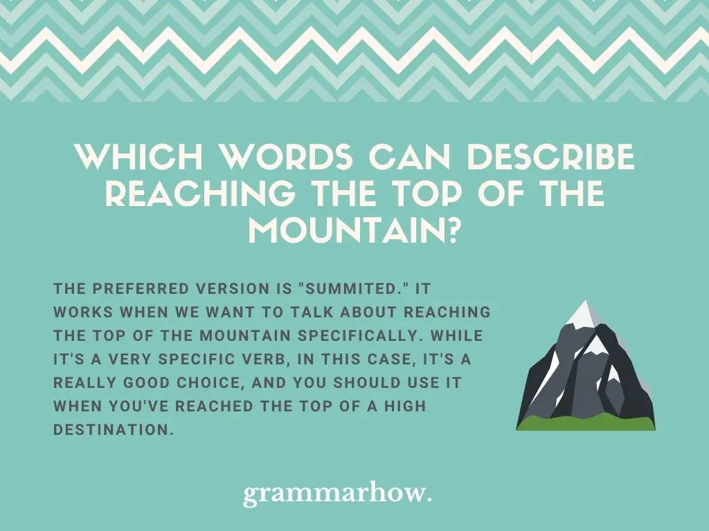 Words For “Reaching The Top Of The Mountain”