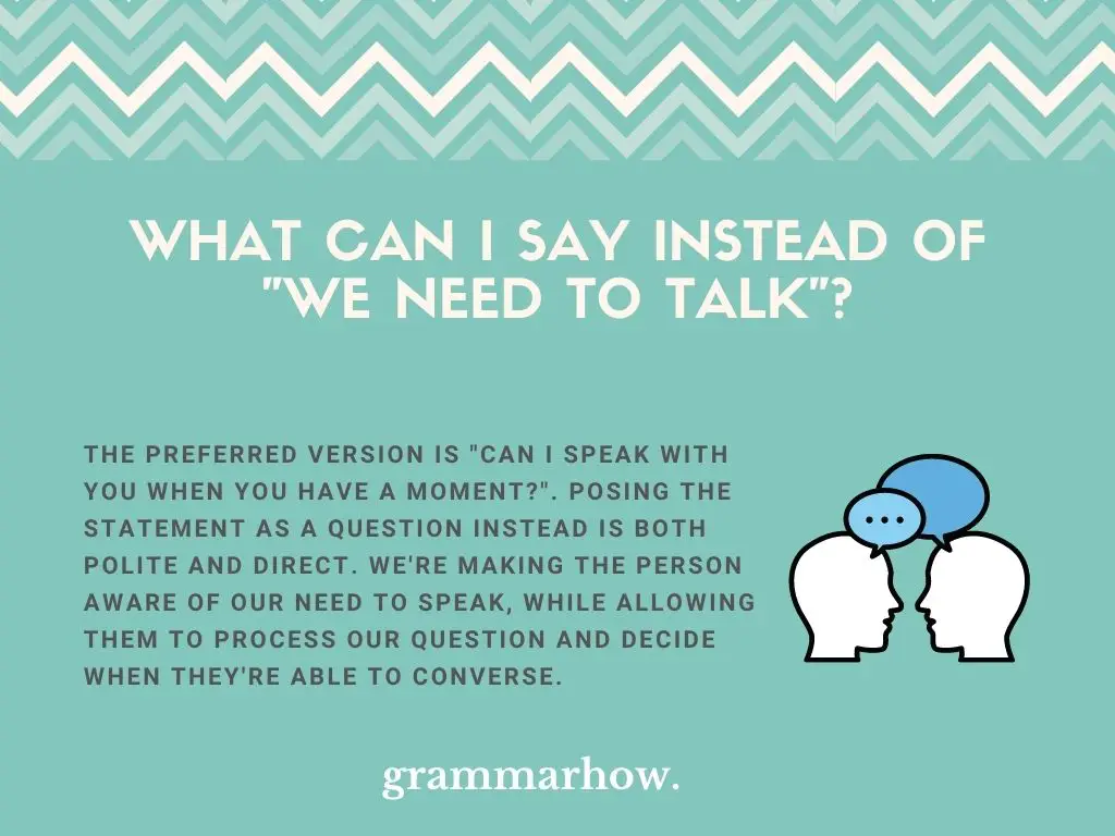 better ways to say we need to talk
