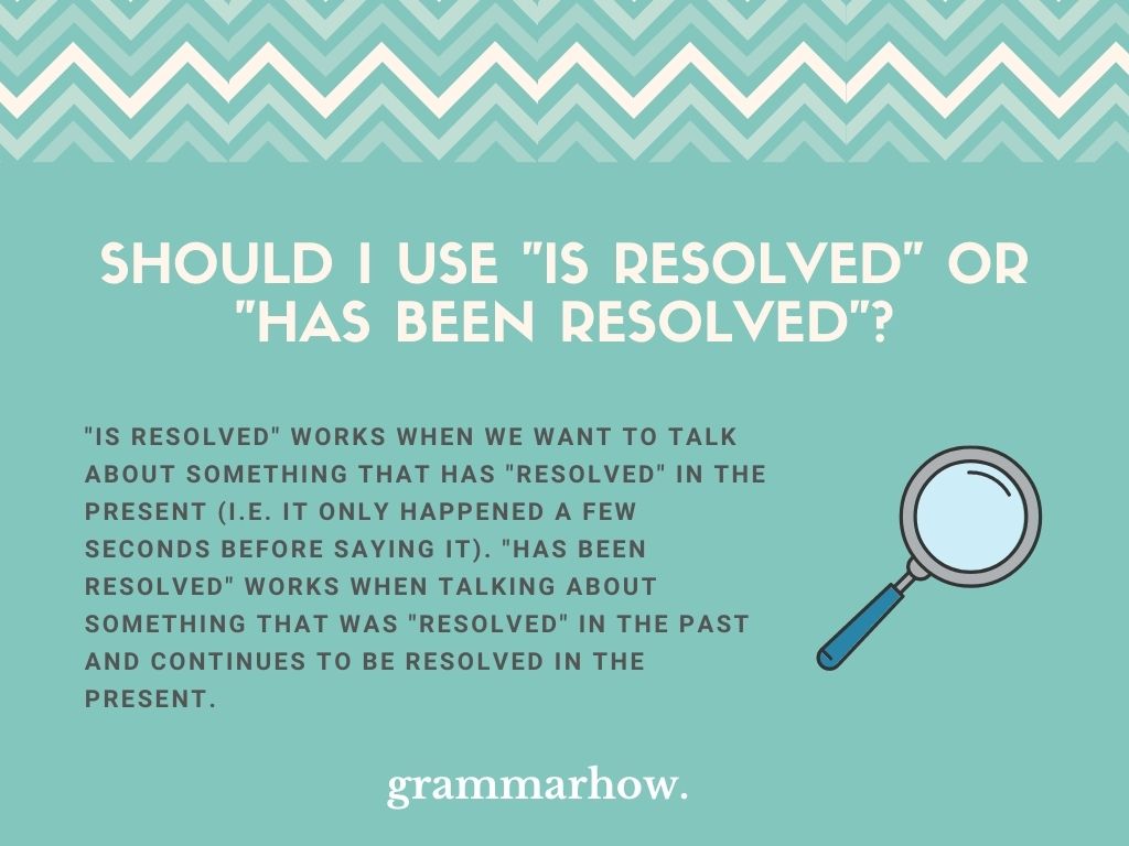 is resolved vs has been resolved