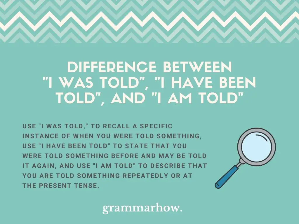 “I Was Told” vs. “I Have Been Told” vs. “I Am Told”