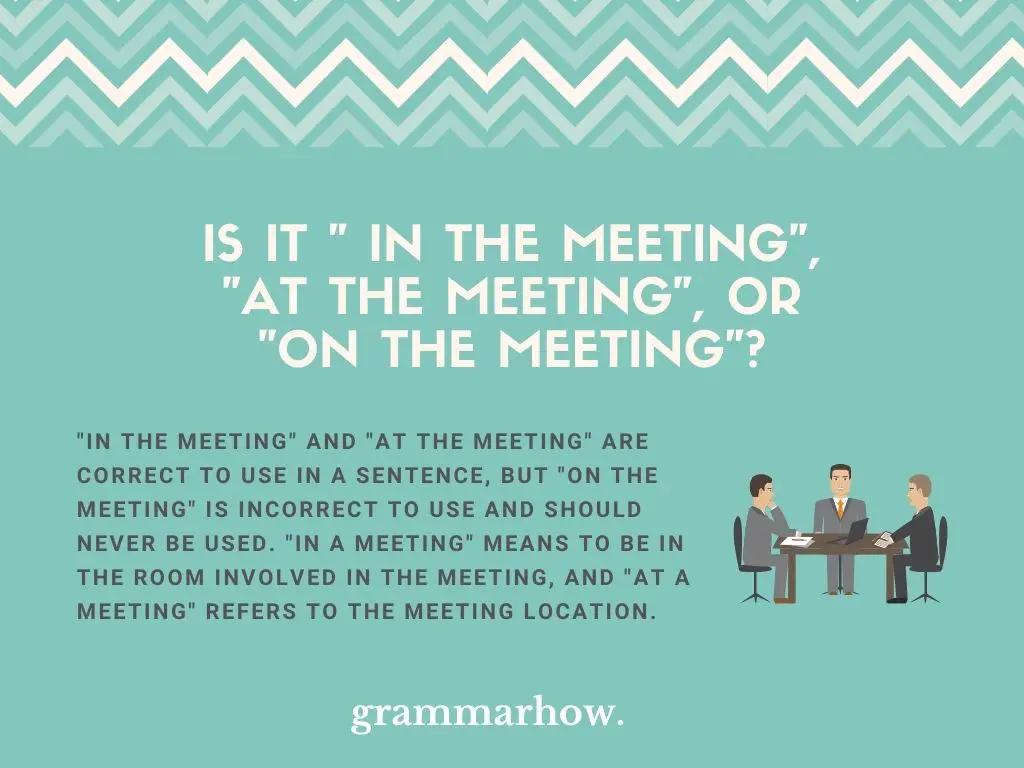 “In The Meeting” or “At The Meeting” or “On The Meeting”