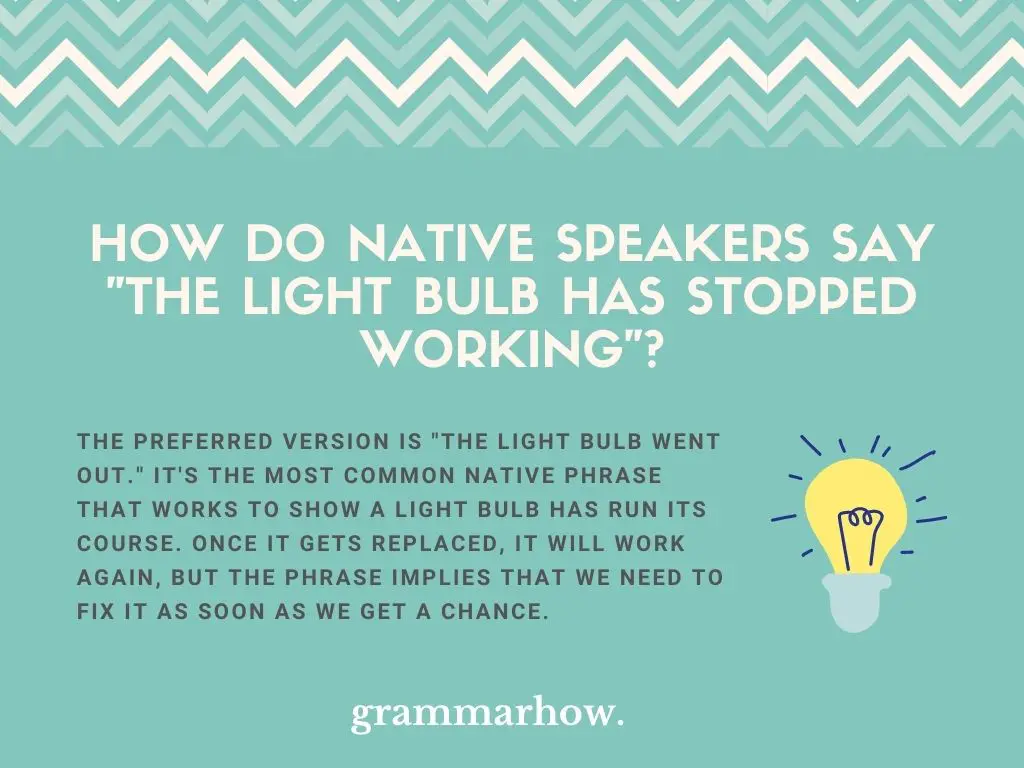 Native Ways To Say The Light Bulb Has Stopped Working