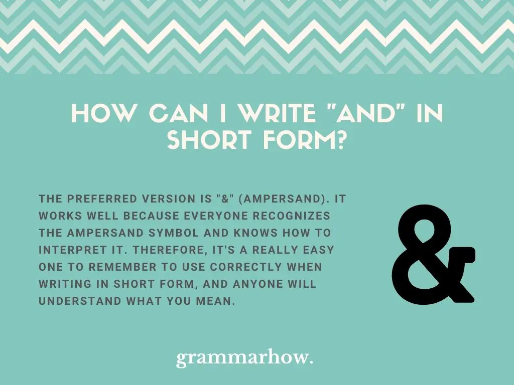 Ways To Write “And” In Short Form