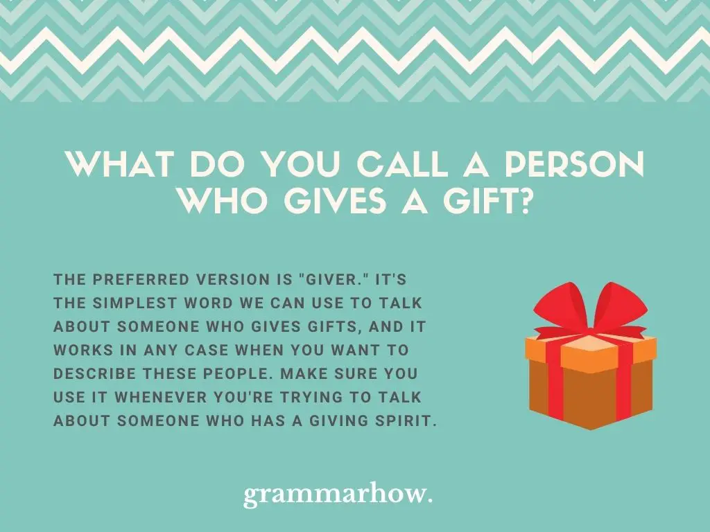 Words For A Person Who Gives A Gift