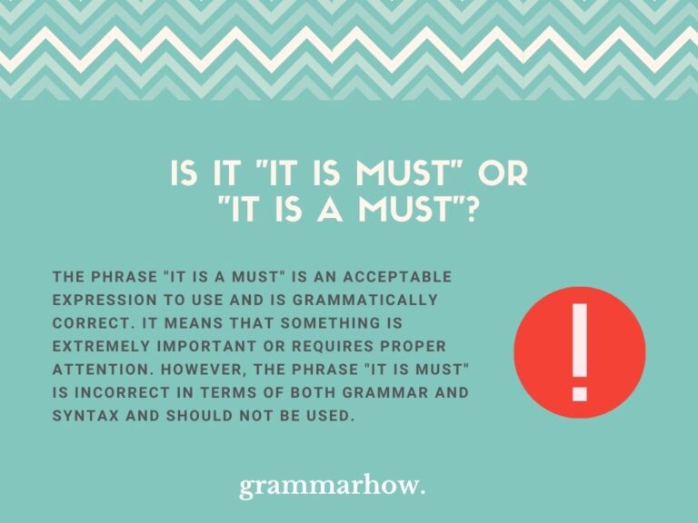  It Is Must Vs It Is A Must Correct Version Meaning Explained