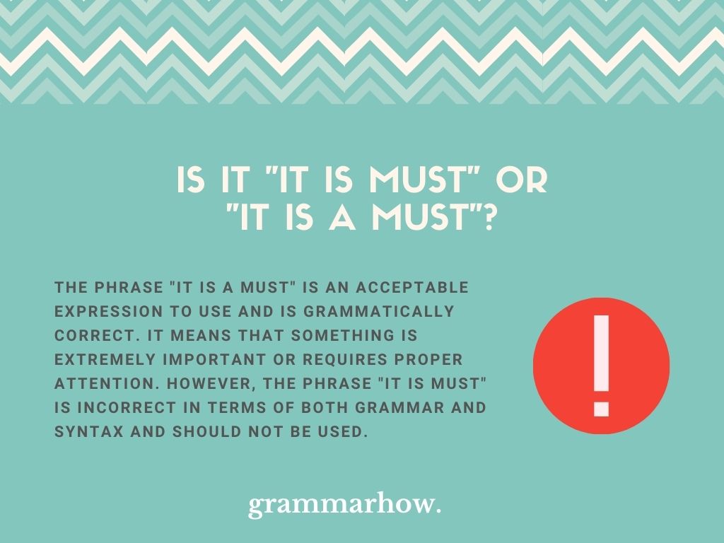  It Is Must Vs It Is A Must Correct Version Meaning Explained 