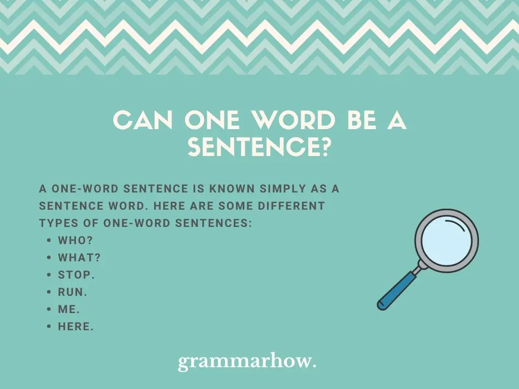 one word sentences examples