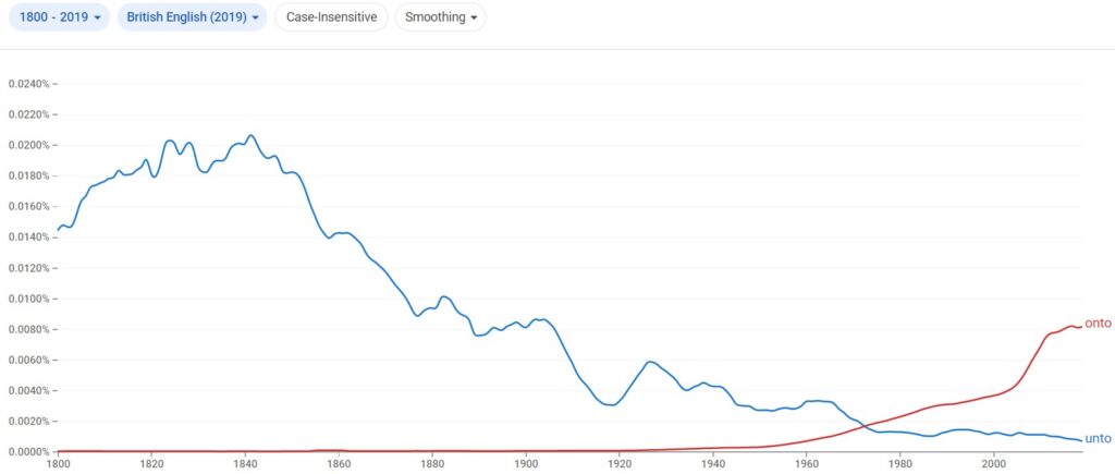 unto vs onto British English