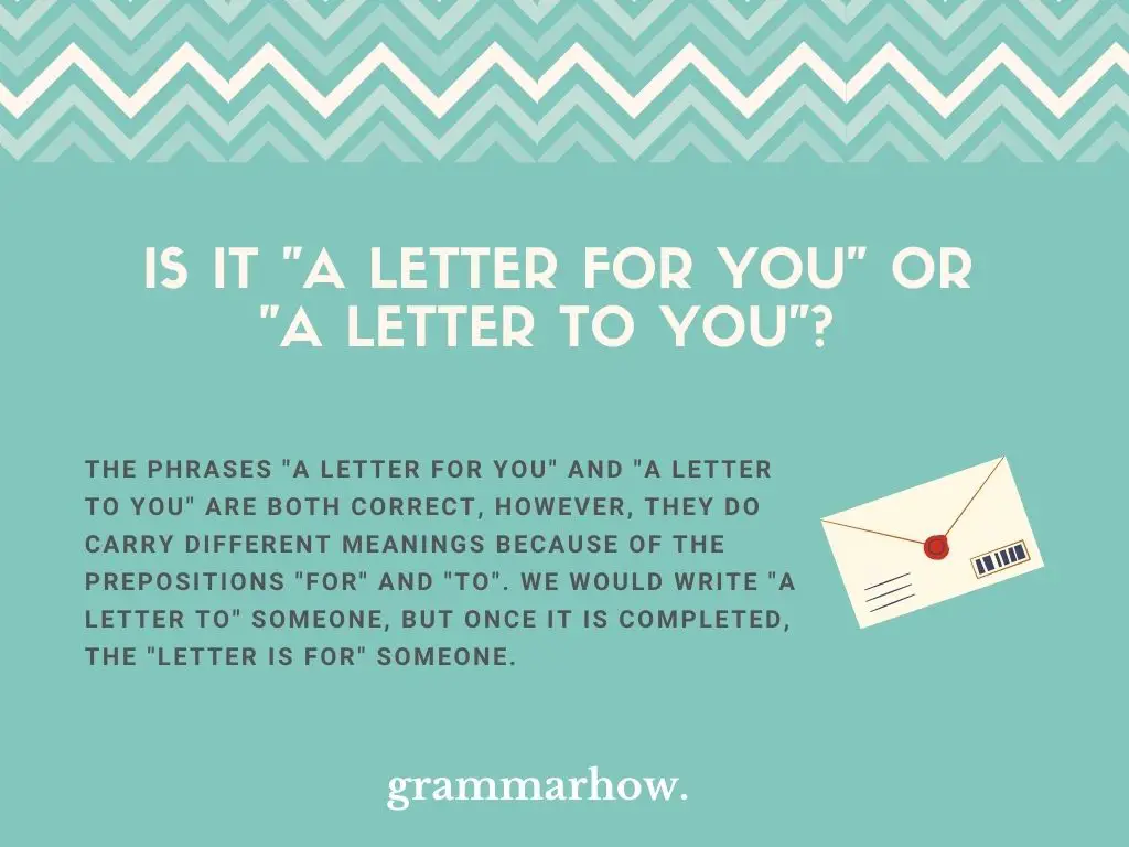 “A Letter To You” or “A Letter For You”