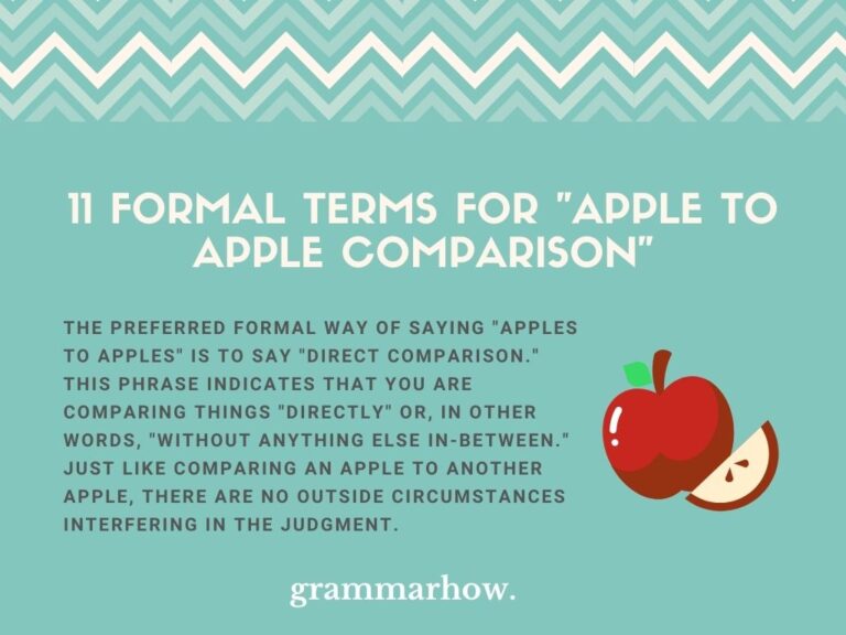 11 Formal Terms For "Apple To Apple Comparison"