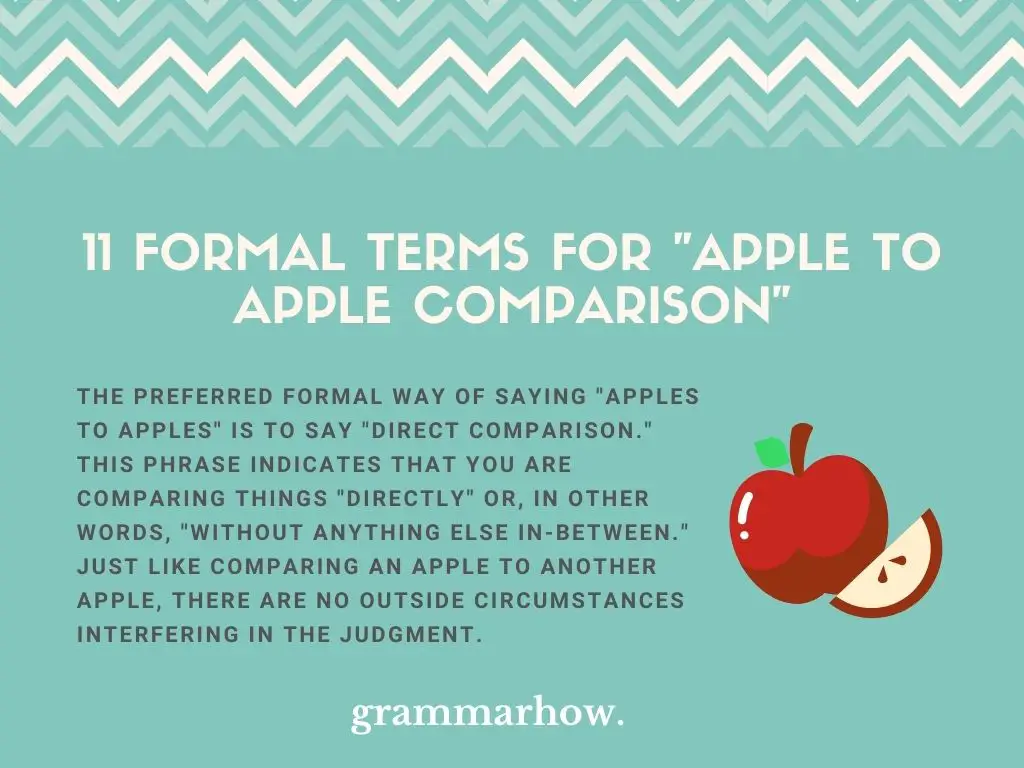 Formal Terms For Apple To Apple Comparison