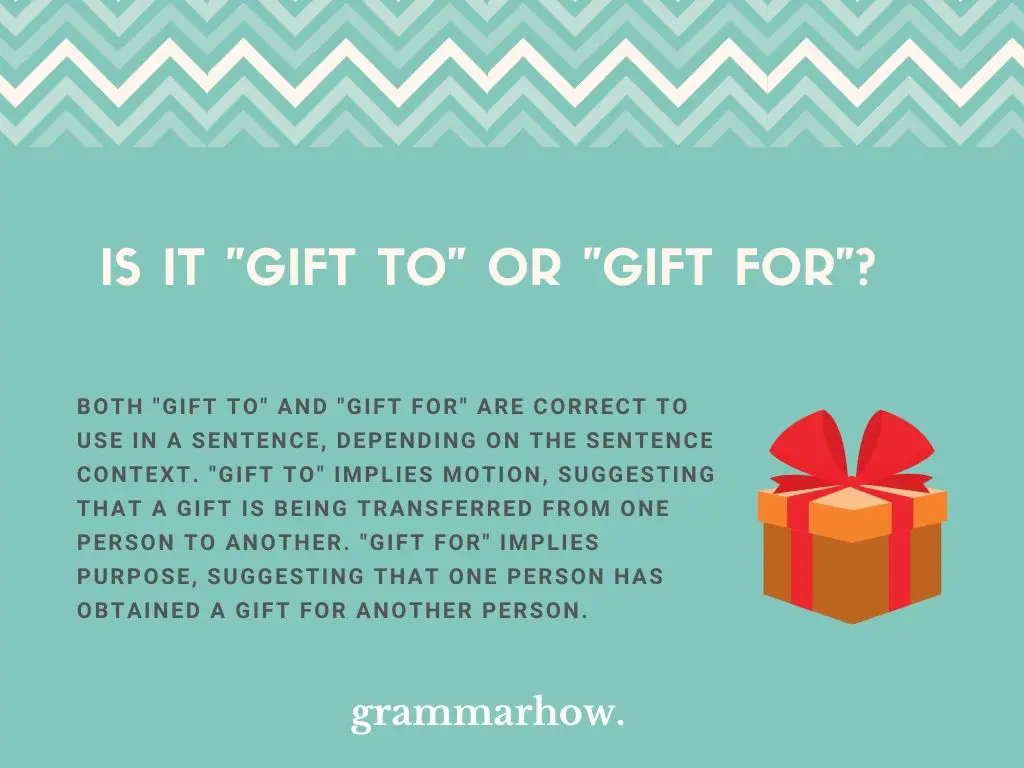 “Gift To” vs. “Gift For”